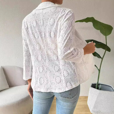 Dames Kant Blazer Met Open Voorkant En Lange Mouwen
