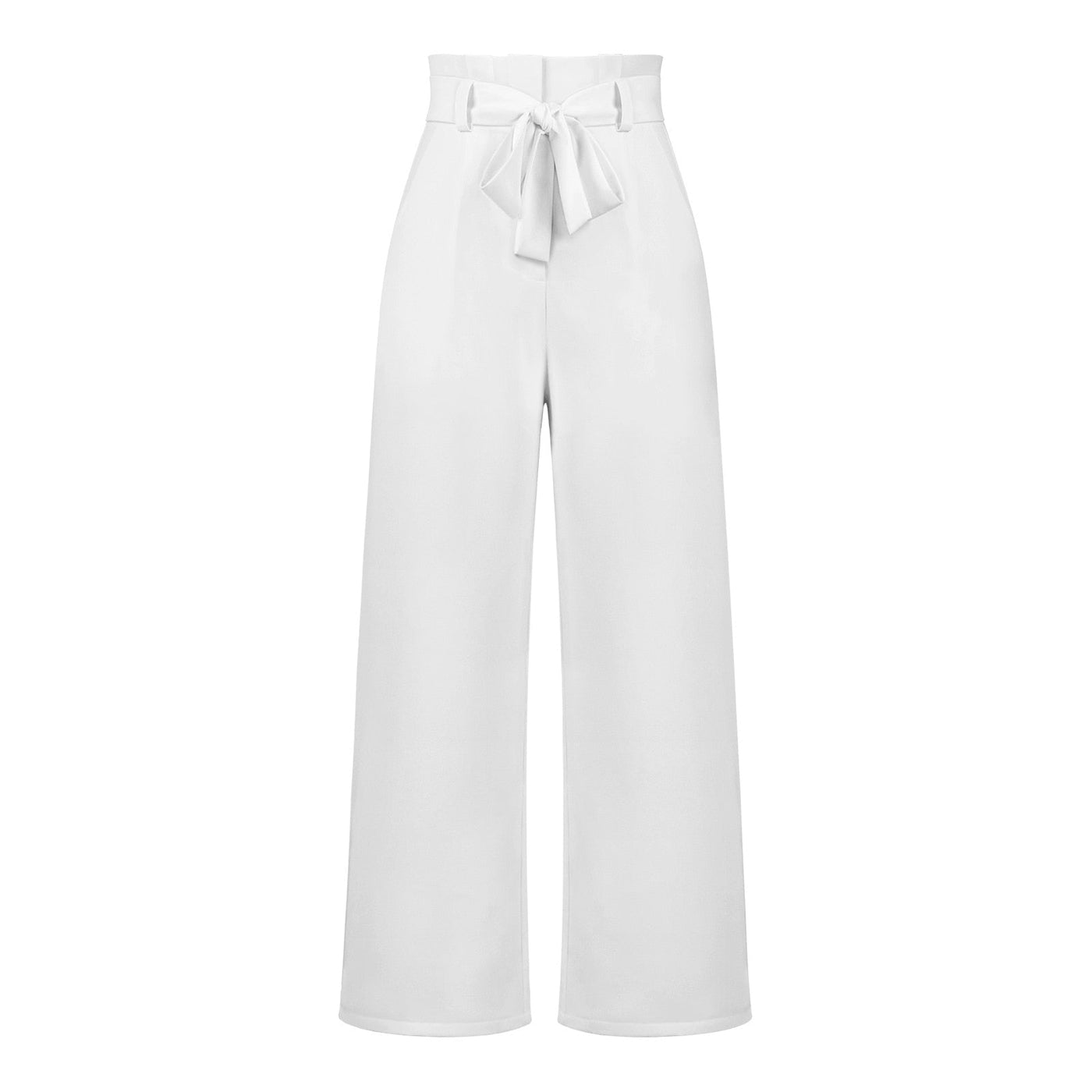 Dames Elegante Hoge Taille Broek Met Wijde Pijpen En Strikceintuur