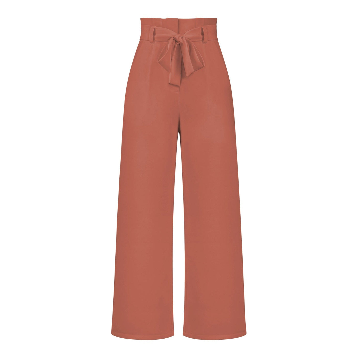 Dames Elegante Hoge Taille Broek Met Wijde Pijpen En Strikceintuur