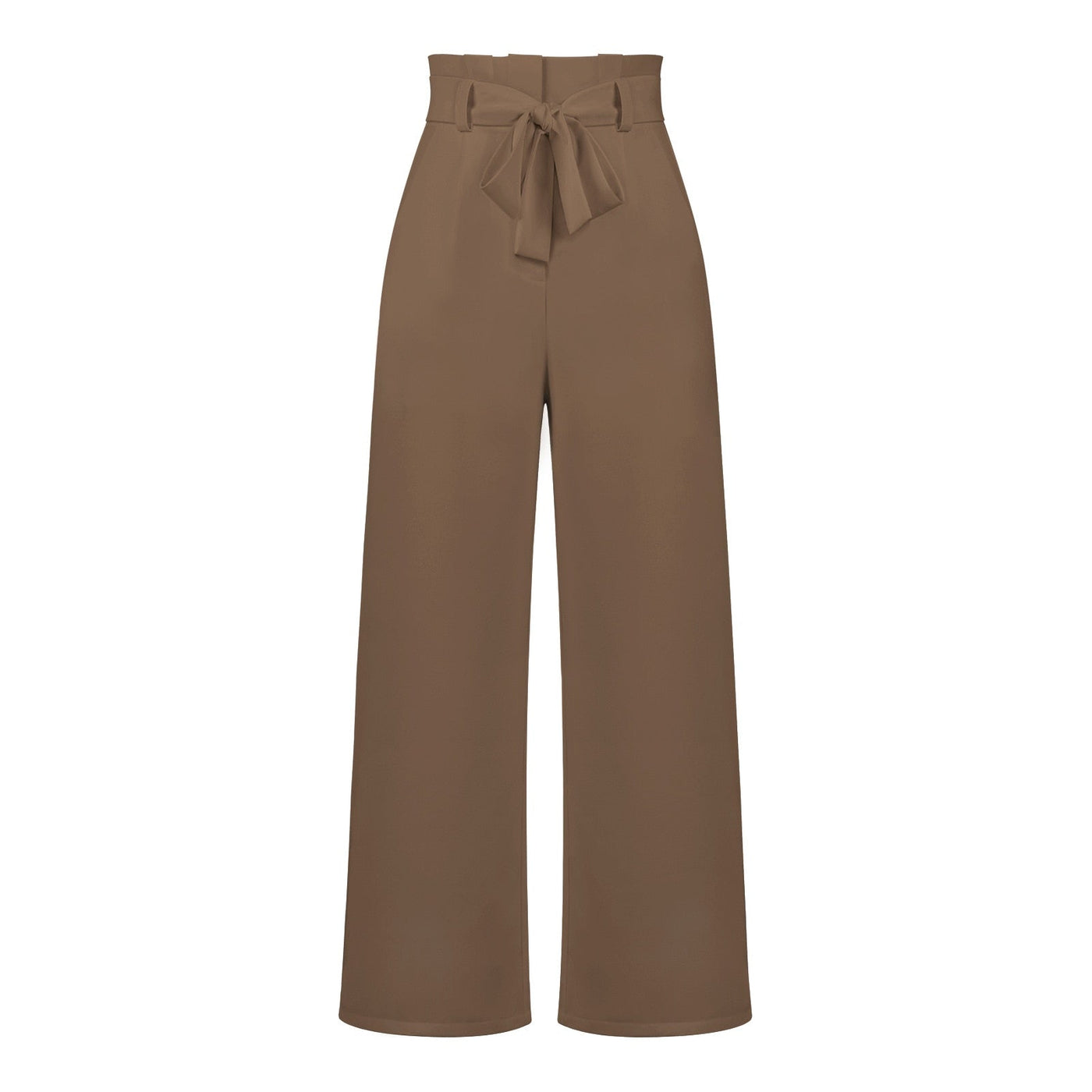 Dames Elegante Hoge Taille Broek Met Wijde Pijpen En Strikceintuur