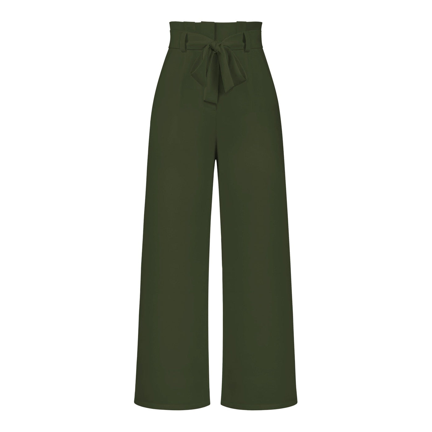 Dames Elegante Hoge Taille Broek Met Wijde Pijpen En Strikceintuur