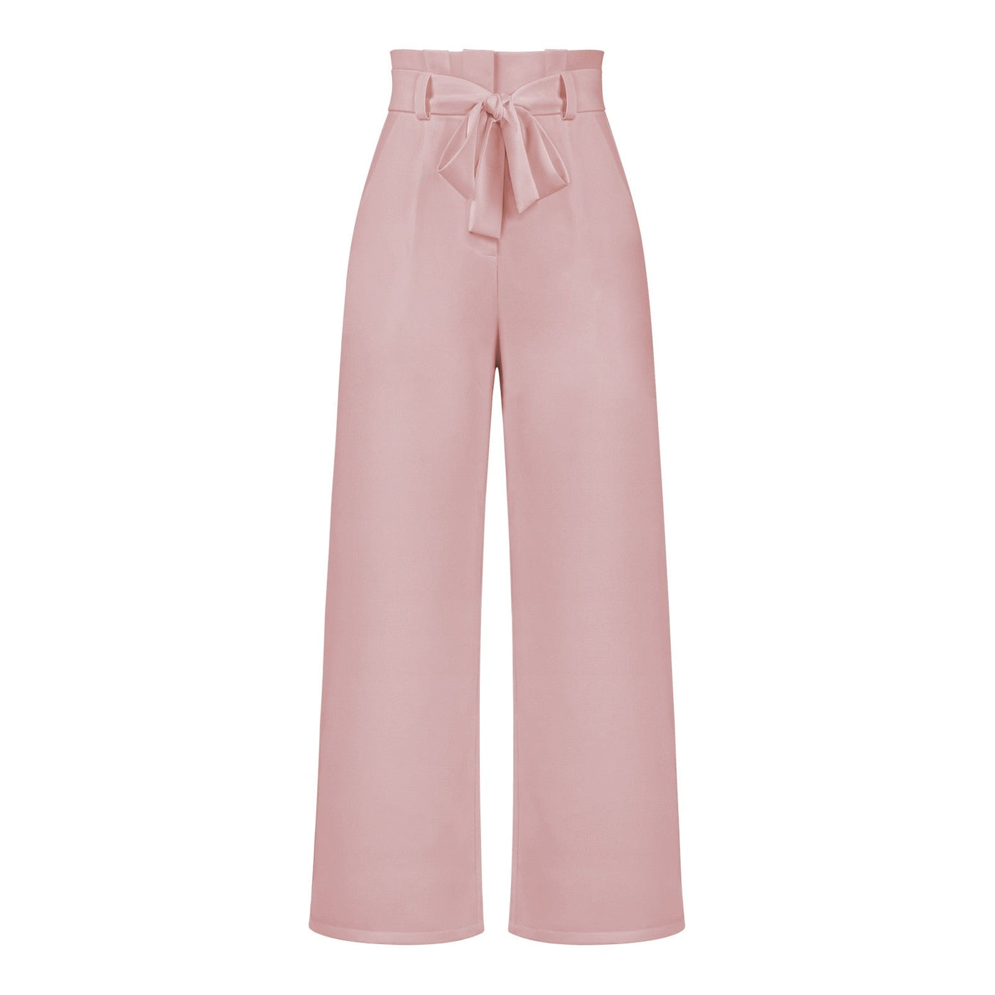 Dames Elegante Hoge Taille Broek Met Wijde Pijpen En Strikceintuur