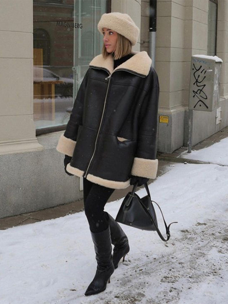 Dames Warme Winterjas Met Bontkraag En Zachte Voering