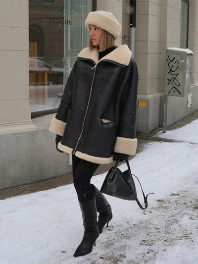 Dames Warme Winterjas Met Bontkraag En Zachte Voering
