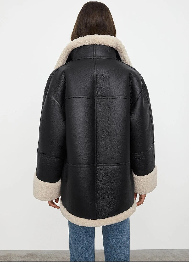 Dames Warme Winterjas Met Bontkraag En Zachte Voering