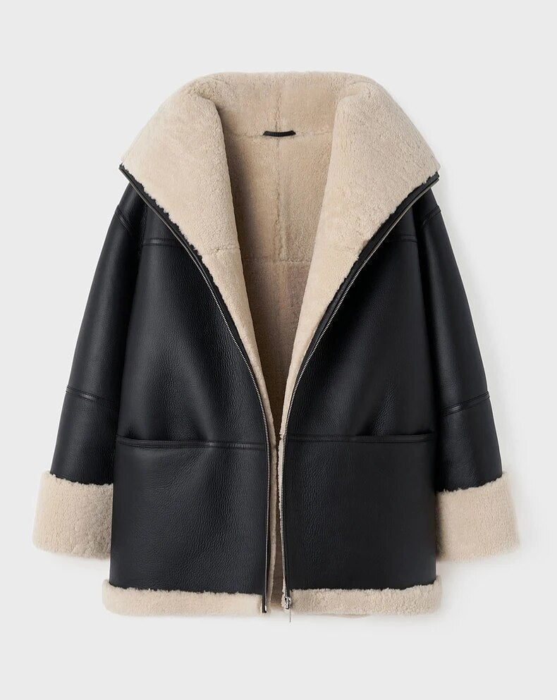 Dames Warme Winterjas Met Bontkraag En Zachte Voering