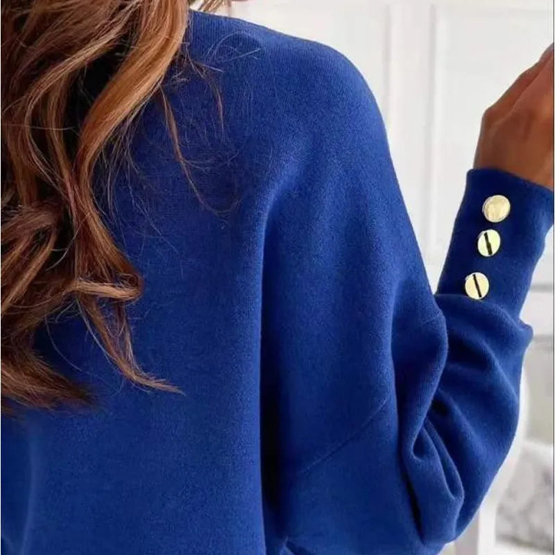 Dames Casual Trui Met V-Hals En Lange Mouwen