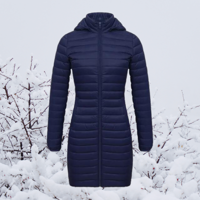 Dames Lange Warme Gewatteerde Winterjas Met Capuchon