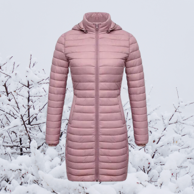 Dames Lange Warme Gewatteerde Winterjas Met Capuchon