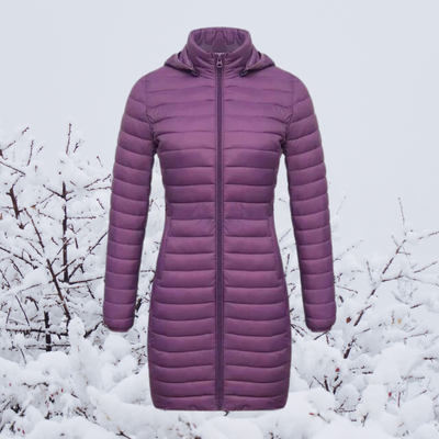 Dames Lange Warme Gewatteerde Winterjas Met Capuchon