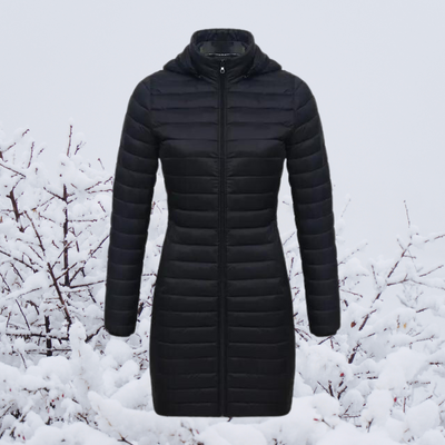 Dames Lange Warme Gewatteerde Winterjas Met Capuchon