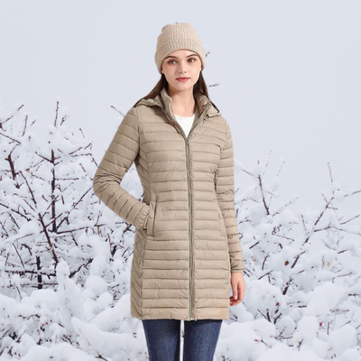 Dames Lange Warme Gewatteerde Winterjas Met Capuchon
