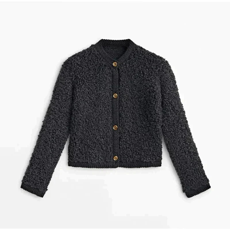 Dames Teddy Vest Met Knopen En Lange Mouwen