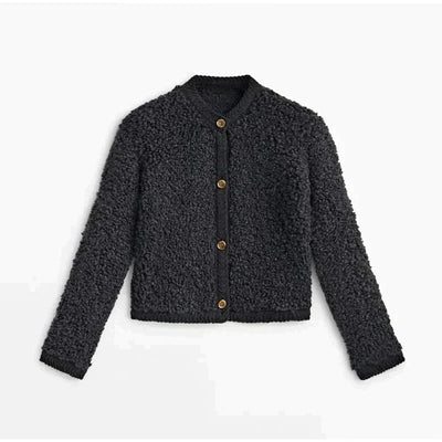 Dames Teddy Vest Met Knopen En Lange Mouwen