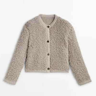 Dames Teddy Vest Met Knopen En Lange Mouwen