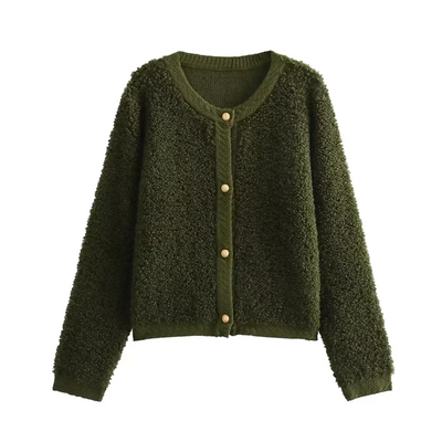 Dames Teddy Vest Met Knopen En Lange Mouwen