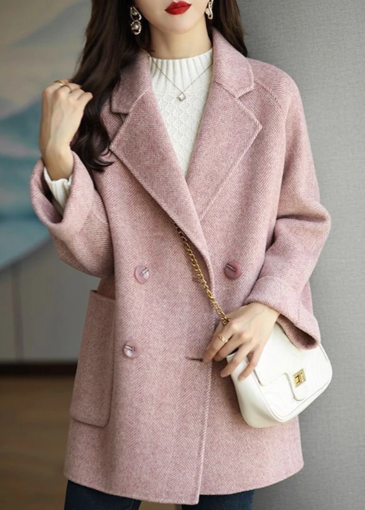 Dames Wolblend Trenchcoat Met Dubbele Knopenrij En Reverskraag