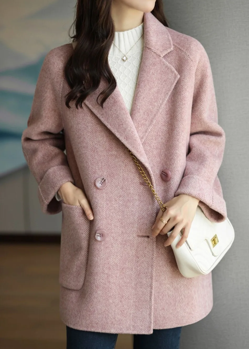 Dames Wolblend Trenchcoat Met Dubbele Knopenrij En Reverskraag