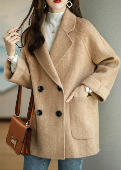 Dames Wolblend Trenchcoat Met Dubbele Knopenrij En Reverskraag