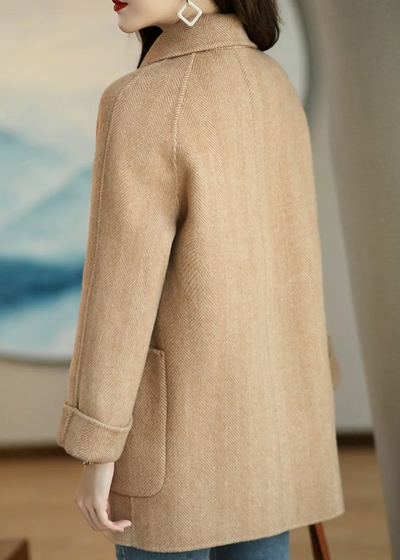 Dames Wolblend Trenchcoat Met Dubbele Knopenrij En Reverskraag