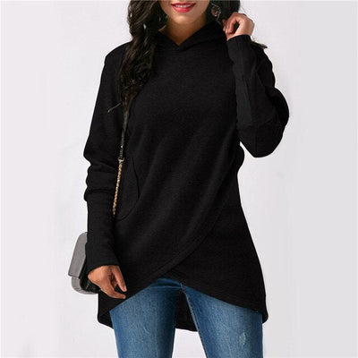 Dames Lange Hoodie Met Asymmetrische Stijl En Lange Mouwen