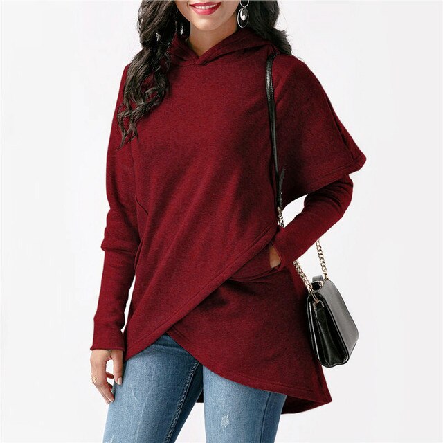 Dames Lange Hoodie Met Asymmetrische Stijl En Lange Mouwen