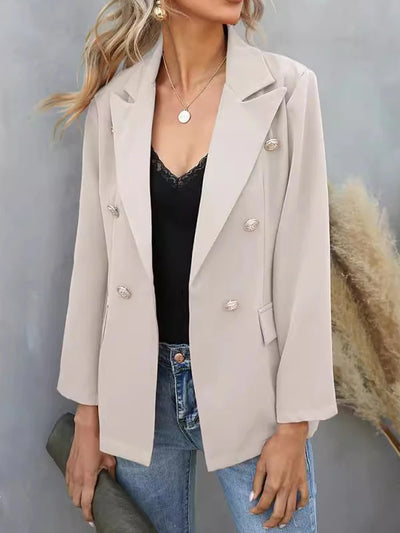 Dames Casual Blazer Met Reverskraag En Gouden Knopen