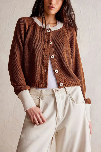Dames Cropped Cardigan Met Knopen En Lange Mouwen