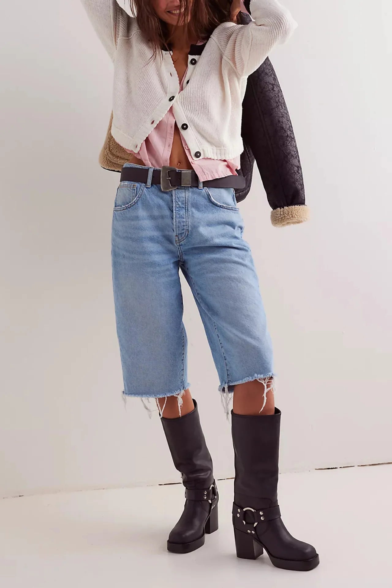 Dames Cropped Cardigan Met Knopen En Lange Mouwen