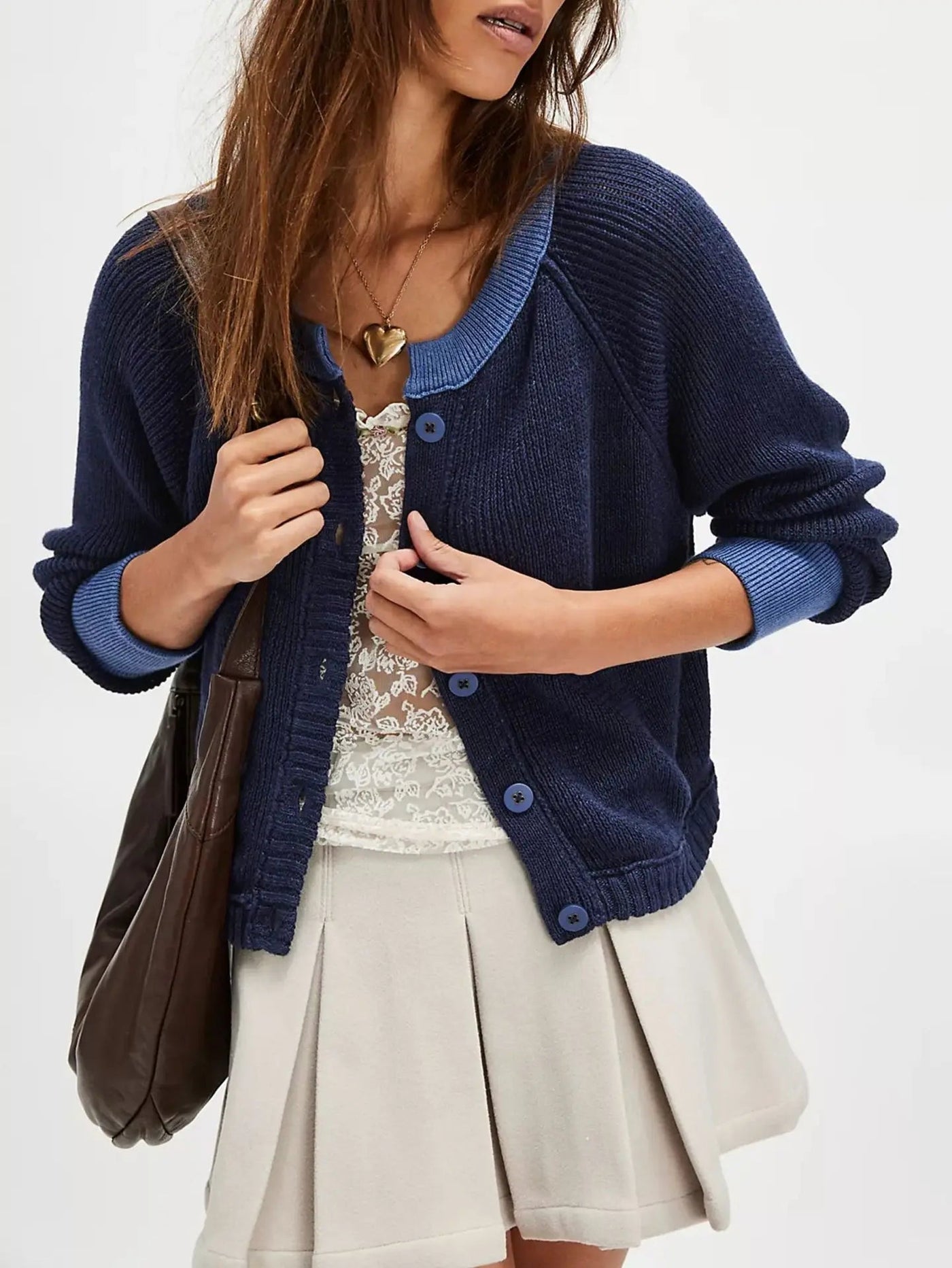 Dames Cropped Cardigan Met Knopen En Lange Mouwen