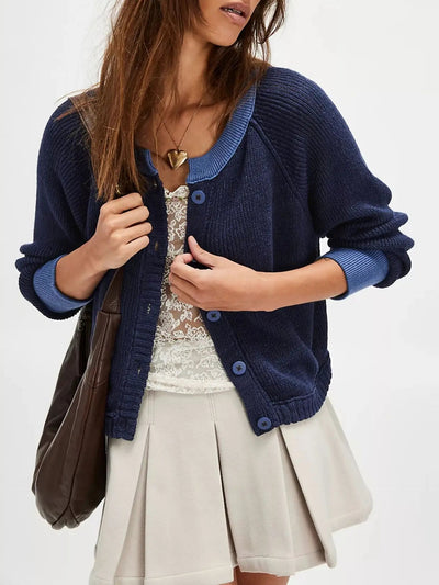 Dames Cropped Cardigan Met Knopen En Lange Mouwen