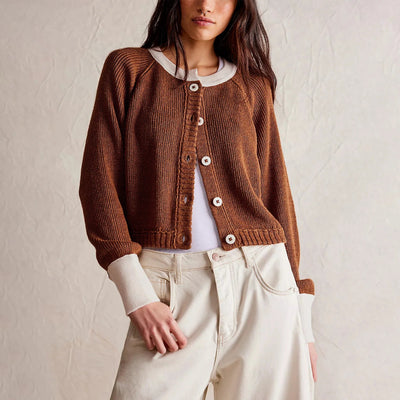 Dames Cropped Cardigan Met Knopen En Lange Mouwen