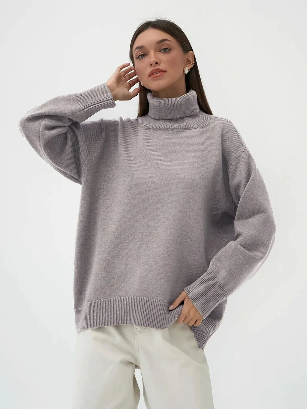 Dames Gebreide Coltrui Met Lange Mouwen En Oversized Pasvorm