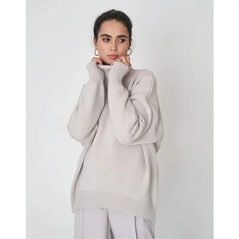 Dames Gebreide Coltrui Met Lange Mouwen En Oversized Pasvorm