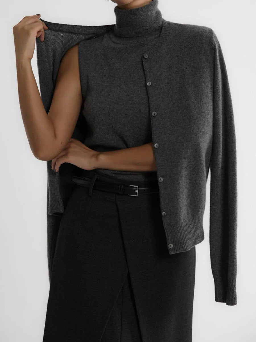Dames Gebreide Cardigan En Coltrui Set