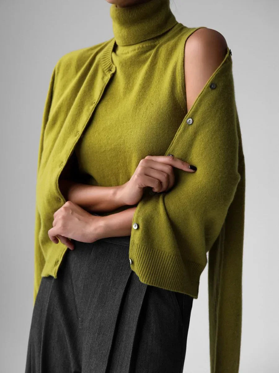 Dames Gebreide Cardigan En Coltrui Set
