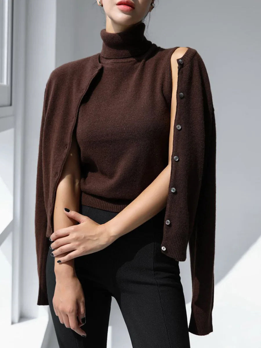 Dames Gebreide Cardigan En Coltrui Set