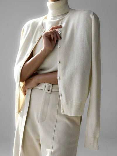 Dames Gebreide Cardigan En Coltrui Set