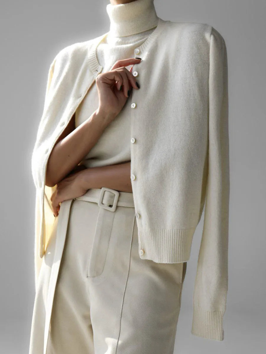 Dames Gebreide Cardigan En Coltrui Set
