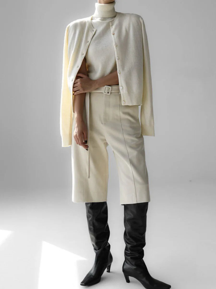 Dames Gebreide Cardigan En Coltrui Set