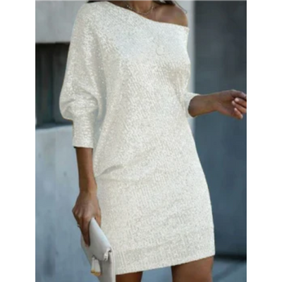 Dames Avondjurk Met Pailletten En Off Shoulder Halslijn