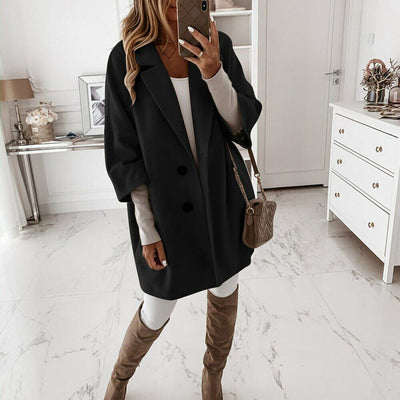Dames Elegante Lange Trenchcoat Met Knoopsluiting En Lange Mouwen