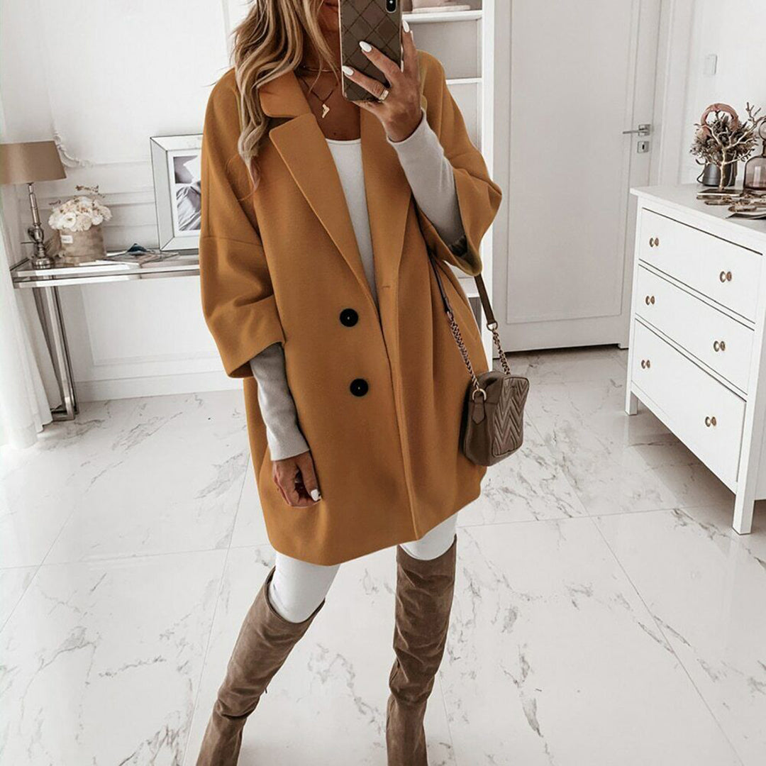 Dames Elegante Lange Trenchcoat Met Knoopsluiting En Lange Mouwen