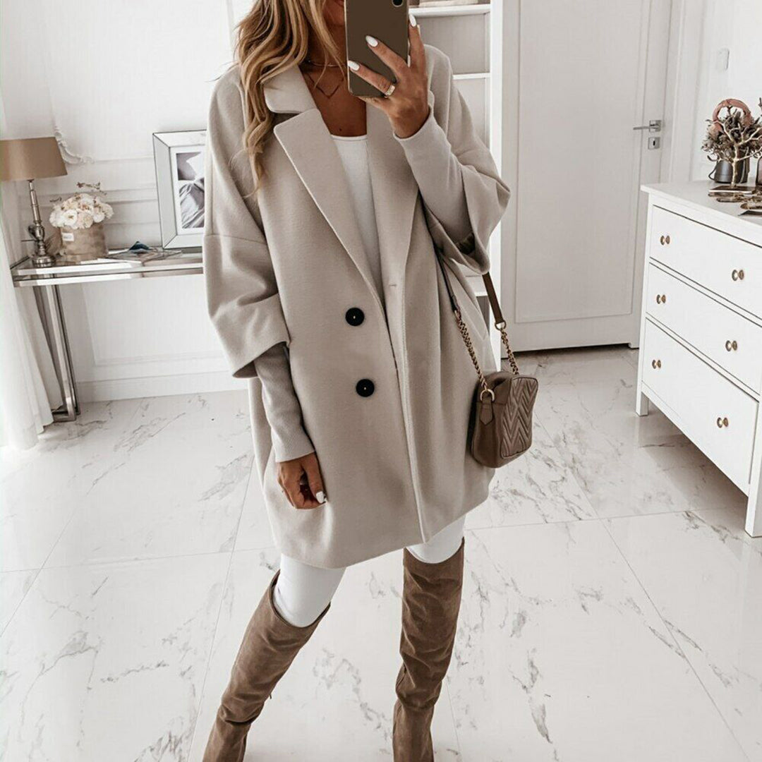 Dames Elegante Lange Trenchcoat Met Knoopsluiting En Lange Mouwen