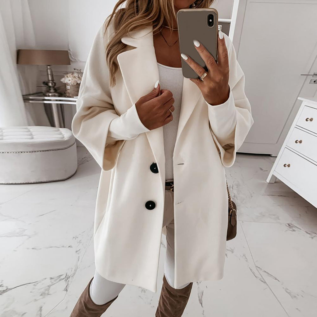 Dames Elegante Lange Trenchcoat Met Knoopsluiting En Lange Mouwen