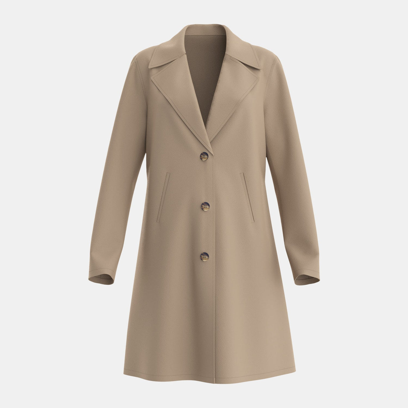 Dames Beige Trenchcoat Met Revers En Knoopsluiting