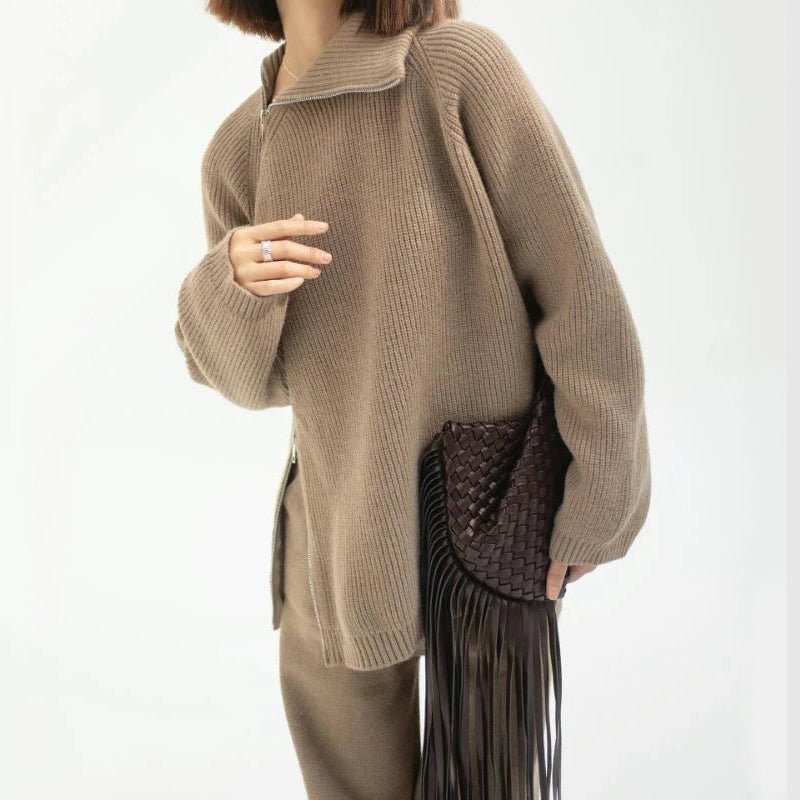 Dames Gebreide Sweater Set Met Lange Mouwen En Rechte Broek