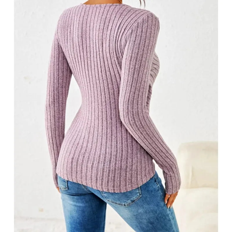 Dames Blouse Met V-Hals En Lange Mouwen