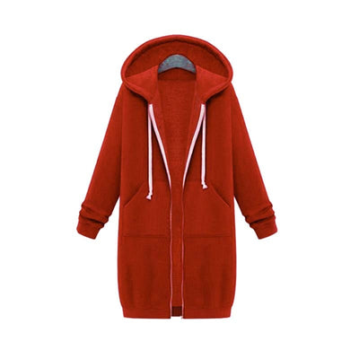 Dames Lange Hoodie Met Capuchon En Ritssluiting