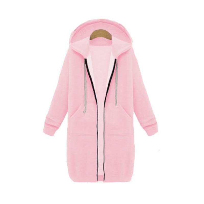 Dames Lange Hoodie Met Capuchon En Ritssluiting